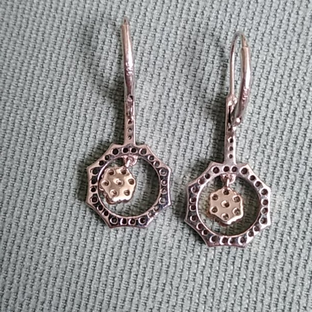 🌻 GOLDEN IMPERIAL TOPAZ, CAMB ZIRCON DROP EARRING - Picture 3 of 5